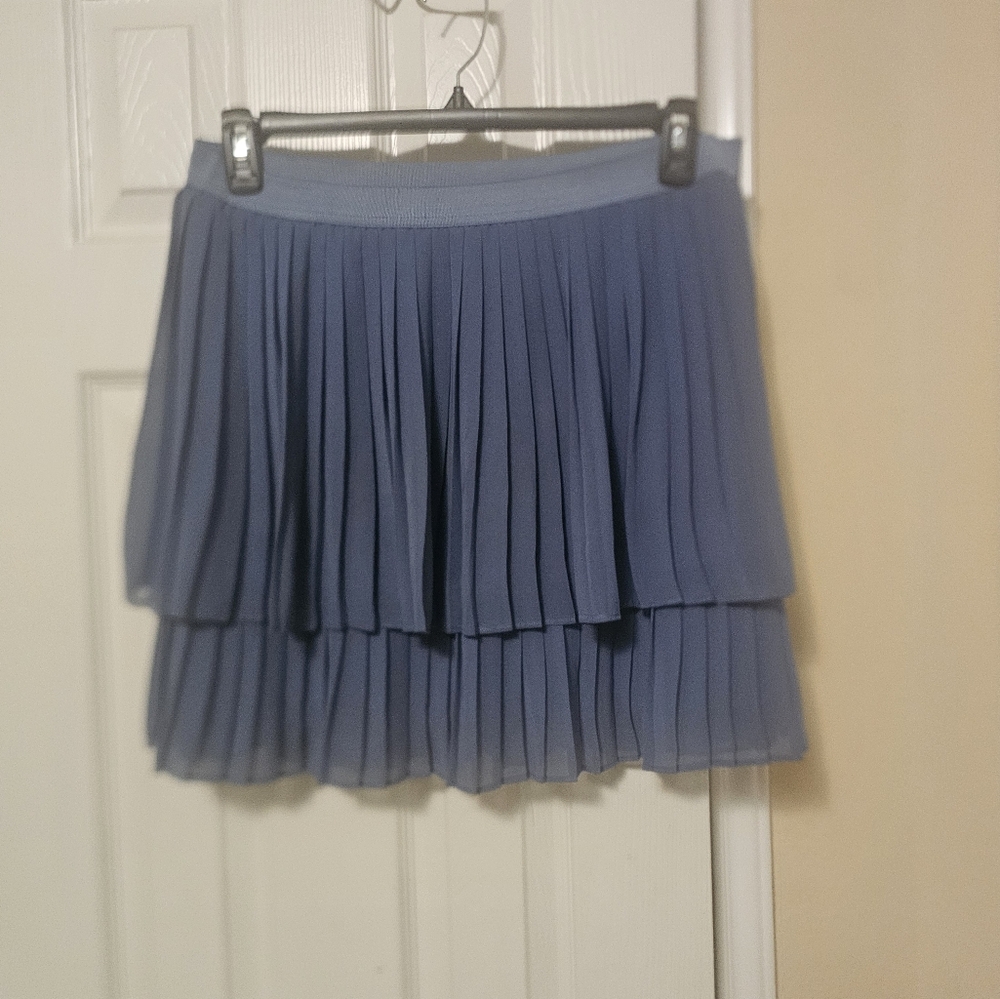 Elegant Blue Pleated Skirt